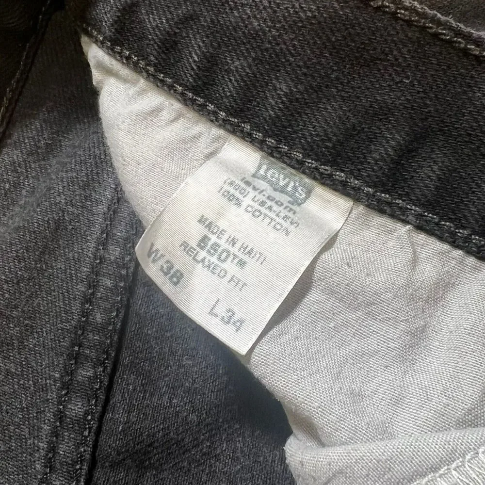 Vintage Levis Jeans Mens 38 Black 550 Baggy Denim Faded Streetwear Hipster 36x32